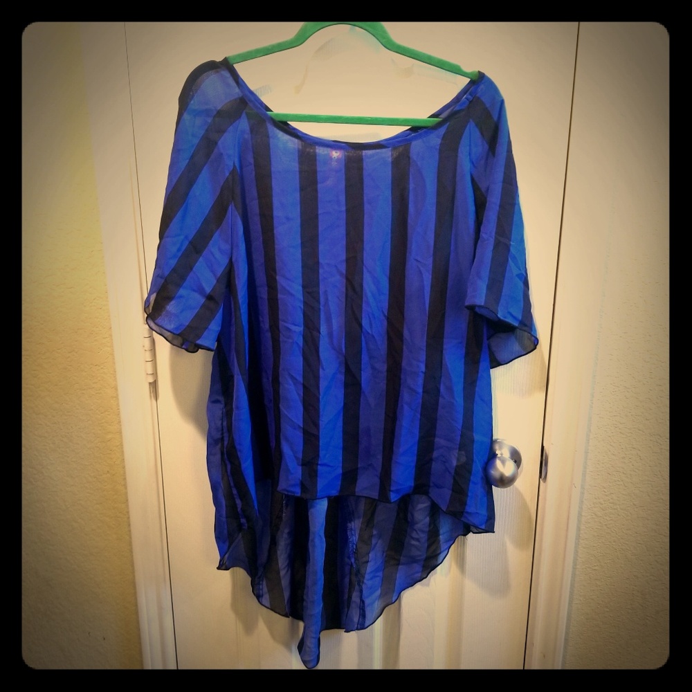 Stunning Sheer Striped Hi Lo Top